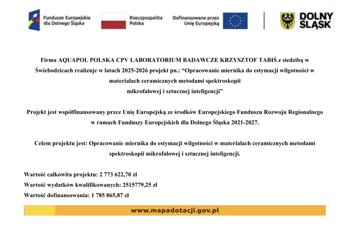 Informacja o projekcie dofinansowanym z Funduszy Europejskich — Aquapol Polska CPV